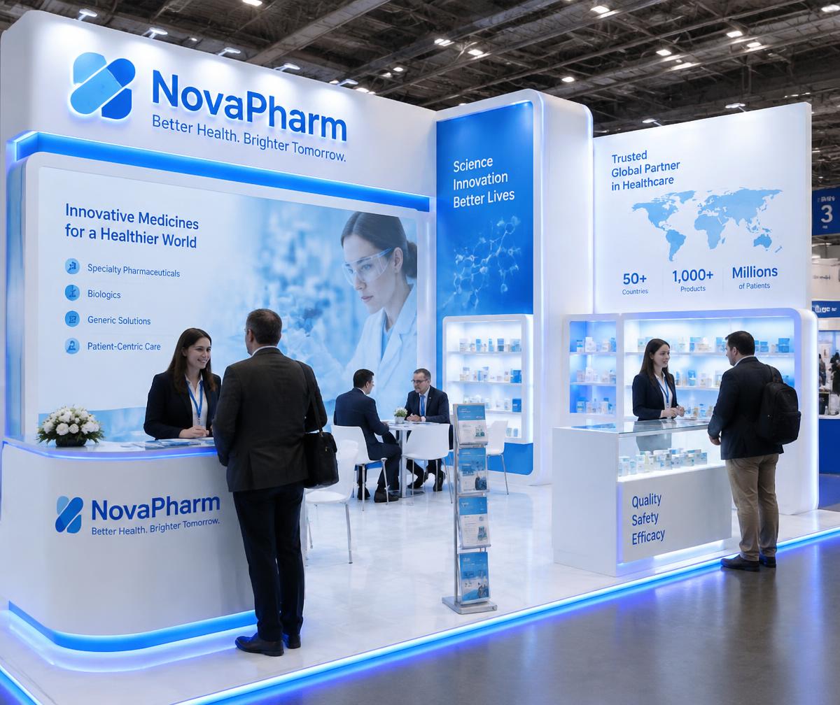 Stand farmacéutico con iluminación LED